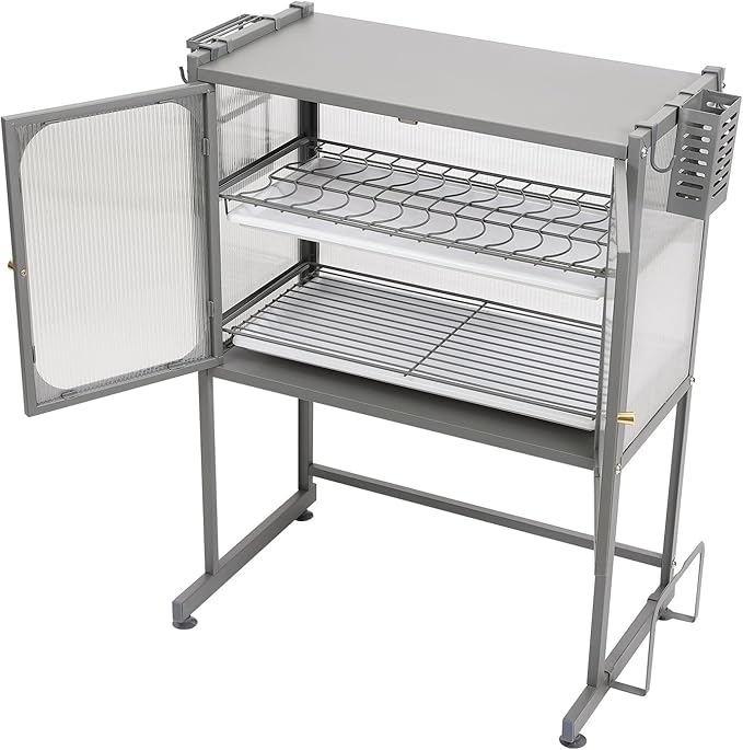 3 Tier Kitchen Countertop Microwave Oven Rack Dying Rack with Storage Cabinet Tableware Organizer Shelf with Draining Trays Knife/Chopping Board Holder Multifunctional Tableware Storage