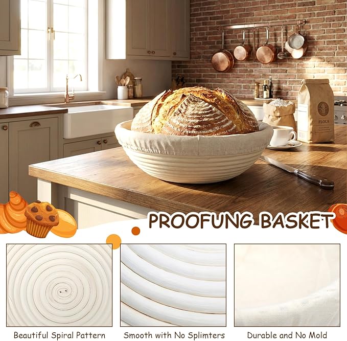Sourdough Starter Kit Includes Round and Oval Proofing Baskets, Bread Hoops, Fermentation Jars, Dough Scrapers, Molds, and Storage Bags, A Complete Set of Bread Baking Tools (56PCS)