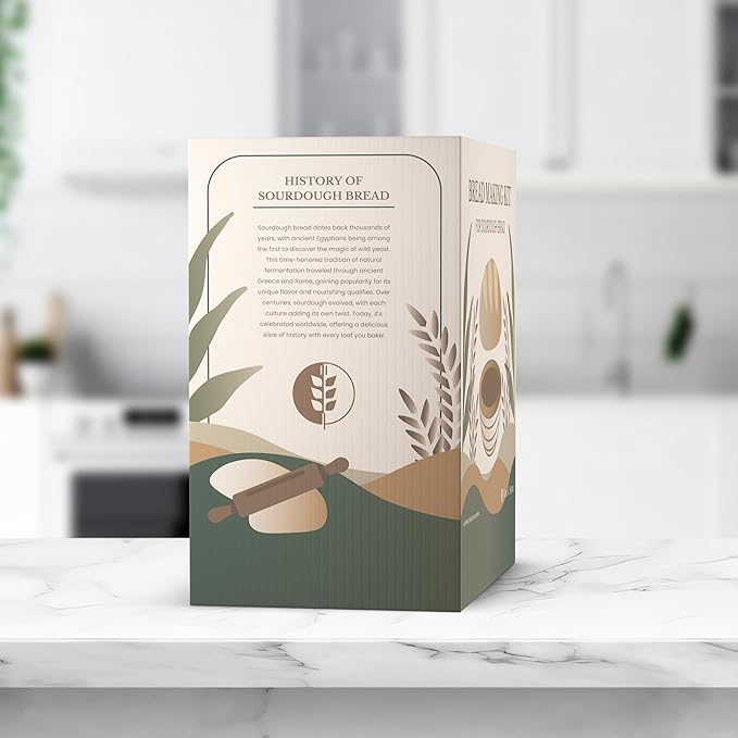 Sourdough Bread Making Kit - For Beginner Bakers Or Anyone Upgrading Tools & Supplies. Homemade Artisan Baking Gift Set Includes Banneton Proofing Baskets & Quick Start Guide, Flour & Stone