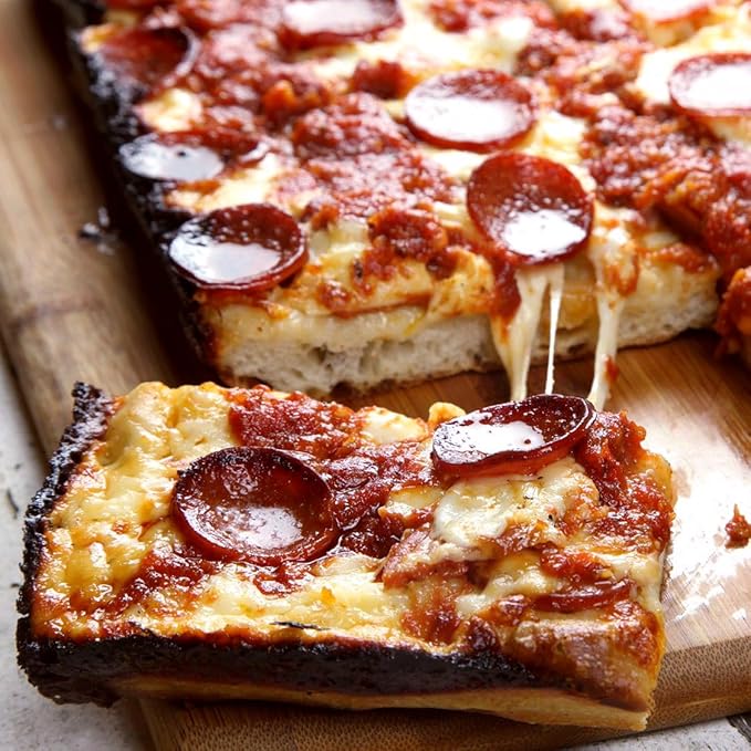 Detroit Style Pizza Pan 10x14x2.5 (Non-Stick, BPA & PFOA Free) Heat-Resistant Up to 800°F, Pre-Seasoned Authentic Hard Anodized Detroit Deep Dish Pizza Pan, Five-Year Free Replacement