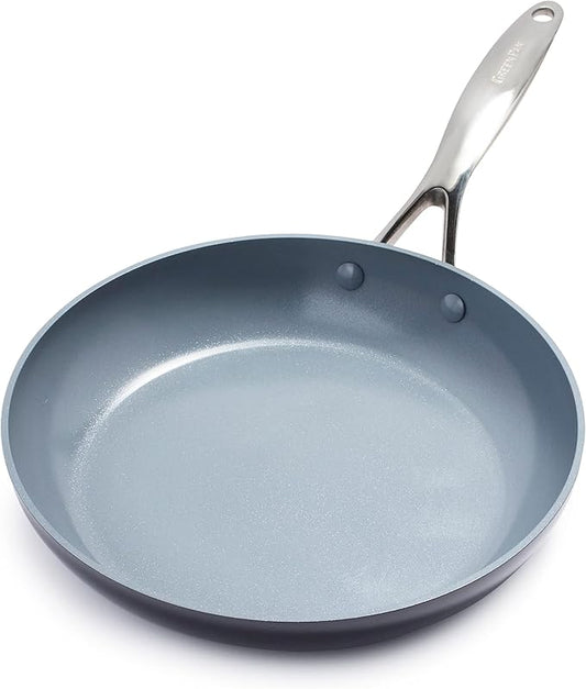GreenPan Valencia Pro Ceramic Nonstick 12” Frying Pan Skillet, Hard Anodized PFAS-Free Cookware, Induction Ready, Compatible on All Cooktops, Eggs & Omelets, Dishwasher Safe, Oven Safe to 600F, Gray