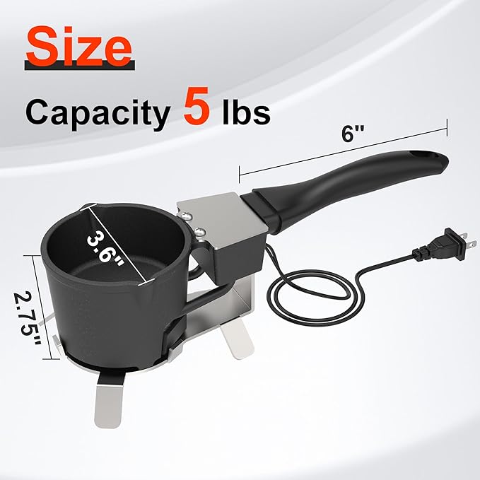 Electric Lead Melting Pot, 5lb Capacity Metal Smelter for Fishing Weights & Bullet Casting Molds, Quick-Heating Lead Furnace with Durable Cast Iron Pot and Stainless Steel Base