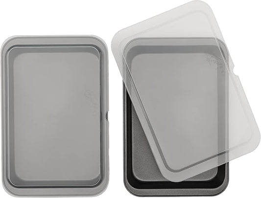 GoodCook Set of 2 Nonstick Steel 13" x 9" Cake Baking Pans with Covers,Gray,(Pack of 6)