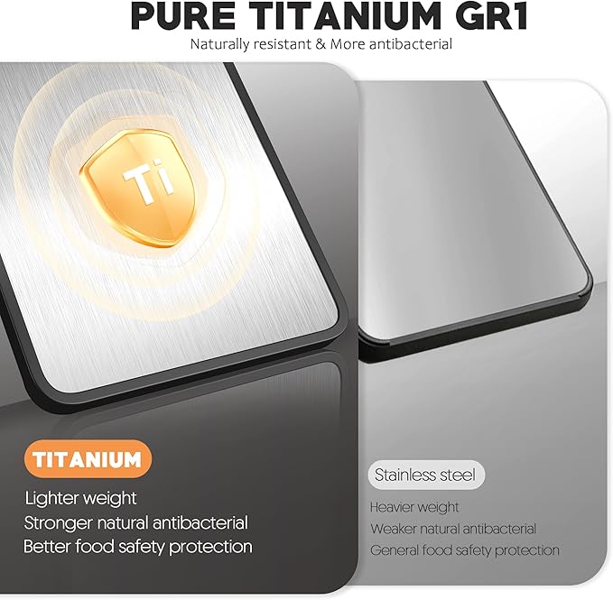 Double-Sided GR1 Titanium&Wheat Straw Cutting Board,15”*10“ Cutting Board for Kitchen, Non toxic Chopping Board for Meat & Vegetables, Non-Slip Silicone Edge, Juice Groove