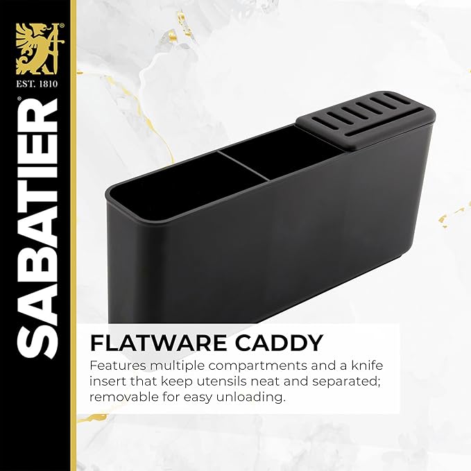 Sabatier Dish Drying Rack with Second Tier, Rust Resistant Wires and Angled Drain Board, Utensil Caddy Compact Dish Drying Rack