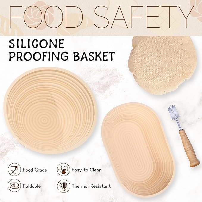 Sourdough Kit, 40oz Sourdough Starter Kit, 2 Silicone Banneton 9 Bread Proofing Baskets,Complete Sourdough Bread Baking Supplies for Beginners,sourdough bread baking supplies