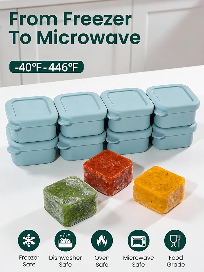 8PCS 1/2 Cup Silicone Freezer Molds with Lid, Silicone Freezer Trays for Meal Prep, Small Portion Containers for Soup, Sauces, Stews, Snack (Slate Gray)