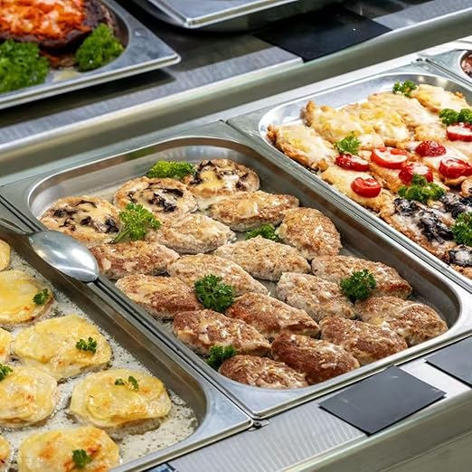Aplancee 1/2 Hotel Pans 6 Inch Deep Stainless Steel Food Pan - Anti-Jam 6 Pack Steam Table Pan Set for Catering, Buffet Use, Kitchen Prep