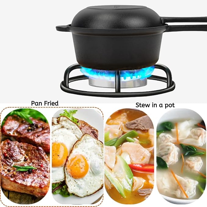 Cast Iron Saucepan - 7-Inch Small Cast Iron Pot with Lid & Silicone Basting Brush - 1.06 Quart Uncoated Saucepan for Frying, Stewing, and All Stovetops, Suitable for 1-2 people