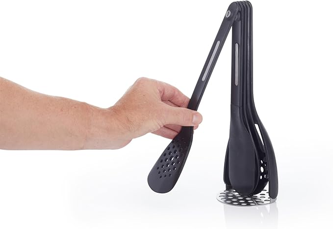 KitchenCraft MasterClass Smart Space Nesting Magnetic Kitchen Utensil Set, Silicone, Black, 9 x 9 x 30 cm, Pack of 5