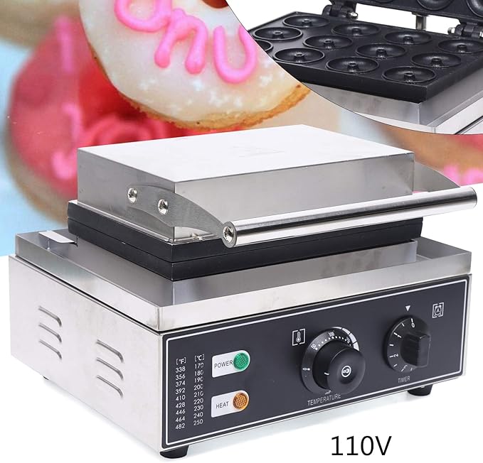 Commercial Use Nonstick 110V Electric 12pcs 5cm Doughnut Baker Maker Machine, Mini Doughnut Maker Commercial Donut Machine For Baking Delicious Donuts
