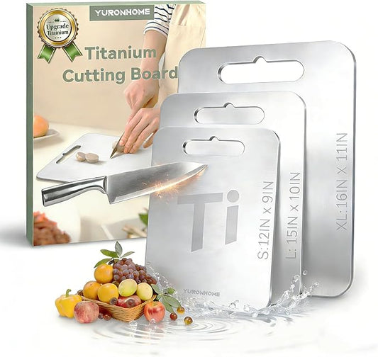 Titanium Cutting Boards Set of 3, Cutting Boards for Kitchen, Double-Sided Food-Grade, No toxic, 2026 Upgrade, Hygiene Durable Dishwasher Safe Chopping Board for Meats, Fruits, Vegetables