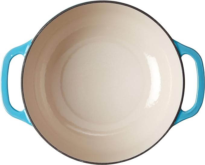 Lodge Essential Enamel Cast Iron Dutch Oven - Perfect for Bread Baking, Braising, Marinating & Slow Cooking - Features Moisture-Sealing Lid & Dual Handles - Kitchen Essentials - 6 Quarts - Cornflower Blue