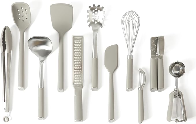 Calphalon Edge 11 Piece Stainless Steel Kitchen Tools and Gadgets Set- Taupe