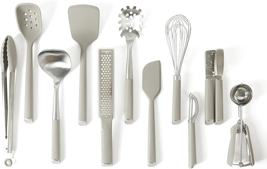 Calphalon Edge 11 Piece Stainless Steel Kitchen Tools and Gadgets Set- Taupe