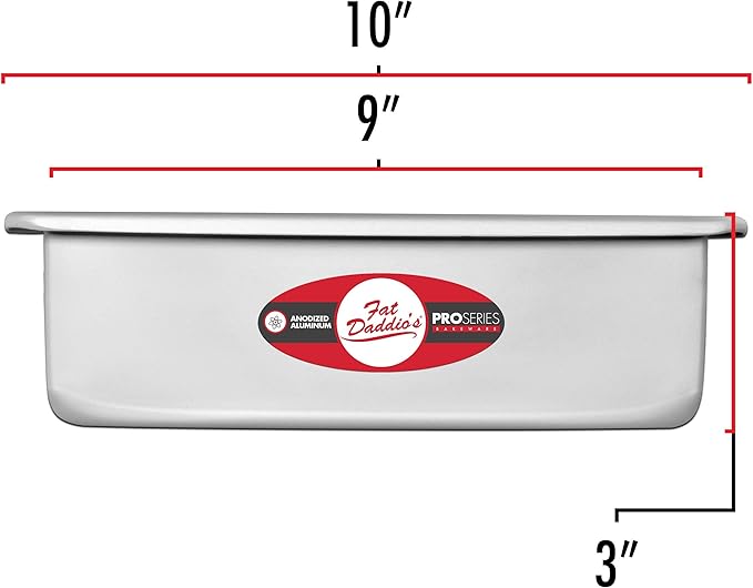 Fat Daddio's PSQ-993 Anodized Aluminum Square Cake Pan, 9 x 3 Inch