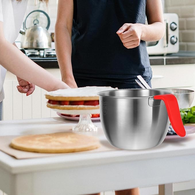 Stainless Steel Mixing Bowl with Handle 7.5 Inch Deep Batter Bowl for Kitchen Baking Cooking Prep