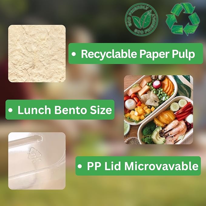 35 OZ Single-Compartment Paper Meal Prep Containers with Lids – Fiber Molded Paper Bowls Microwave/Freezer Safe, Perfect for Snacks, Desserts, Salads, Lunch, BPA-Free Sugarcane Fiber Bowls
