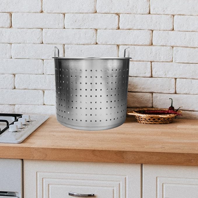 Hemoton Stainless Steel Steamer Basket for Pot, Large Deep Fryer Pot Strainer for Boiling, Frying Turkey, Crawfish, Insert Seafood Boil Basket for Home Restaurant Kitchen