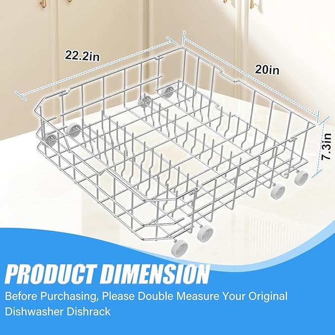 UPGRADED WD28X10384 Dishwasher Lower Rack(SS304) for General Electric GE Dishwasher Racks GLD4560N10SS GLD5660R00SS GLD5660V00SS,WD28X10165/6 WD28X10309 Lower Dishrack Assembly with Roller Wheels