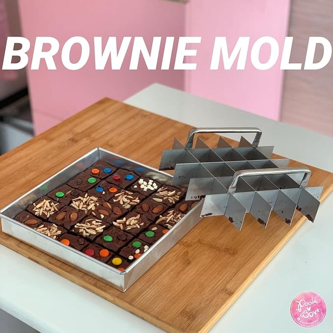 Brownie Cutter Stainless 100% 8,9,10,11,12 Inch Heavy duty Baking Pan or Slicer Ensures Perfect Crispy Edges baking pan Bakeware for Oven Baking Bakeware Cake portion cutter (Cutter 11x11" 16 Pcs.)