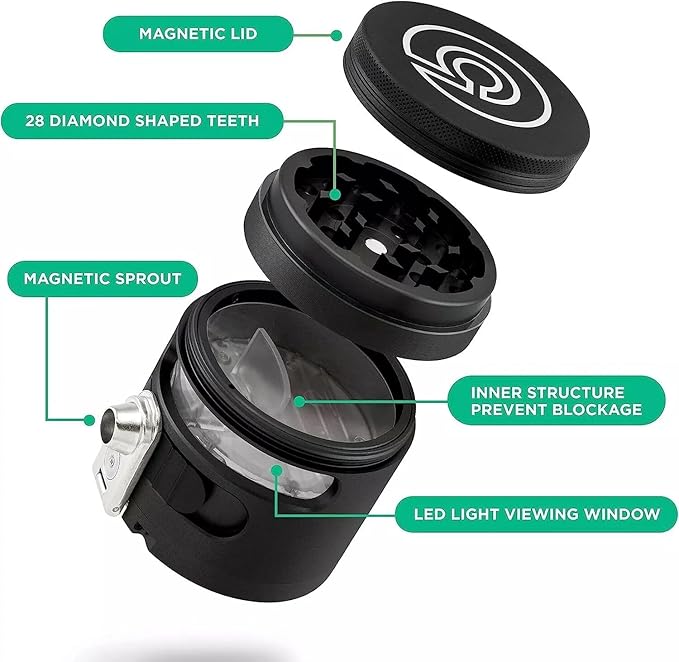 MANUAL Grinder AUTOMATIC Dispenser Large 2.5" Aluminum Alloy, for HOME & KITCHEN ONLY (Midnight)…