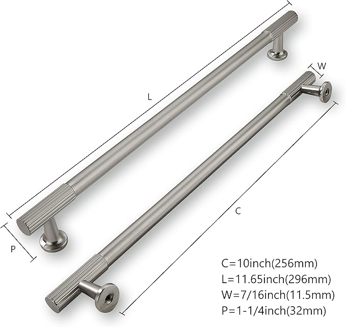 khtumeware 10 Inch Hole Center 5 Pack Brushed Satin Nickel Cabinet Pulls Heavy Duty Soild Kitchen Drawer Handles Cabinet Hardware for Cupboard Drawer Handles Dresser Pulls