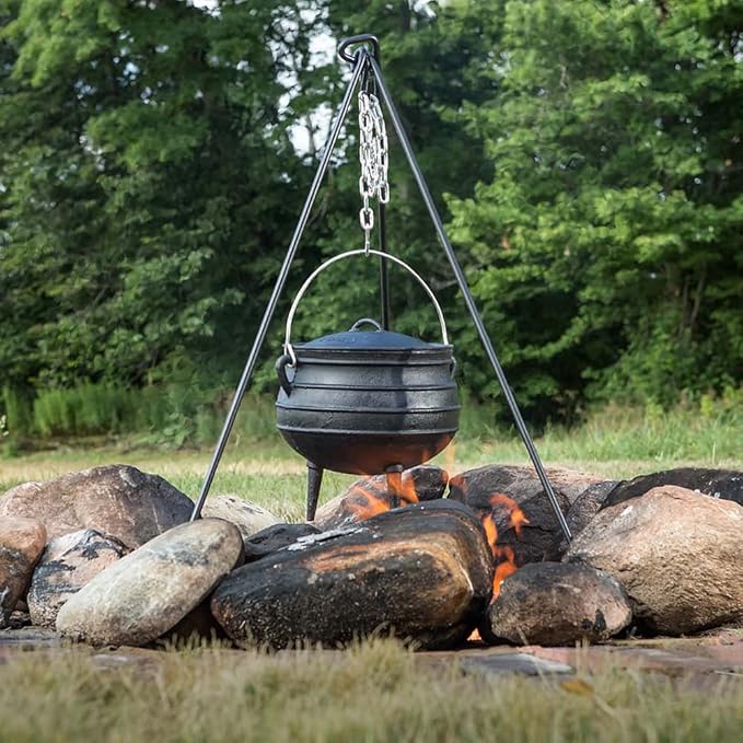 Lehman's Campfire Cooking Kettle Pot - Cast Iron Potje Dutch Oven with 3 Legs and Lid, 20.75 inch, 18.5 gallon