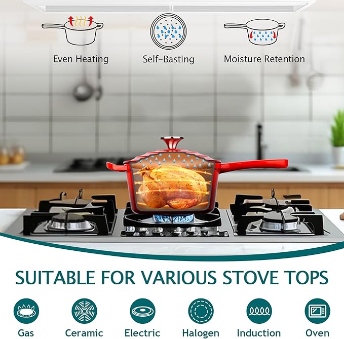 TeamFar 1+2QT Enameled Cast Iron Sauce Pan, Small Sauce Pot with Lid, Mini Dutch Oven Saucepan for Cooking/Simmering/Baking/Boiling, Sturdy & Nonstick, Oven Safe & Fit for Induction - Red