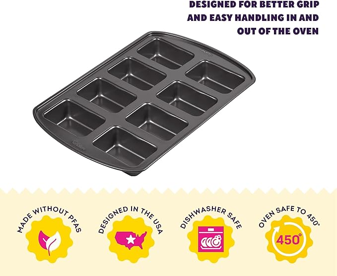 Wilton Gold Non-Stick Mini Loaf Pan, Stainless Steel Bakeware, Made without PFAS, Packaging May Vary