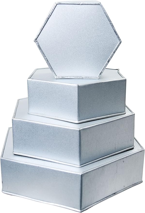 4 Tier Hexagon Baking Pan Set Multilayer Birthday/Wedding Anniversary Cake Tins/Cake Pans/Cake Molds 6".8".10".12" - All 3" Deep