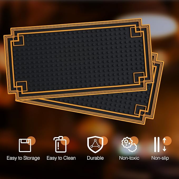 2 Pcs Bar Mat 24 x 12 Inch Non Slip Rubber Mat with Gold Border Durable Stylish Spill Cocktail Service Coffee Mats for Restaurants Barbershop Clippers Bartending, Black
