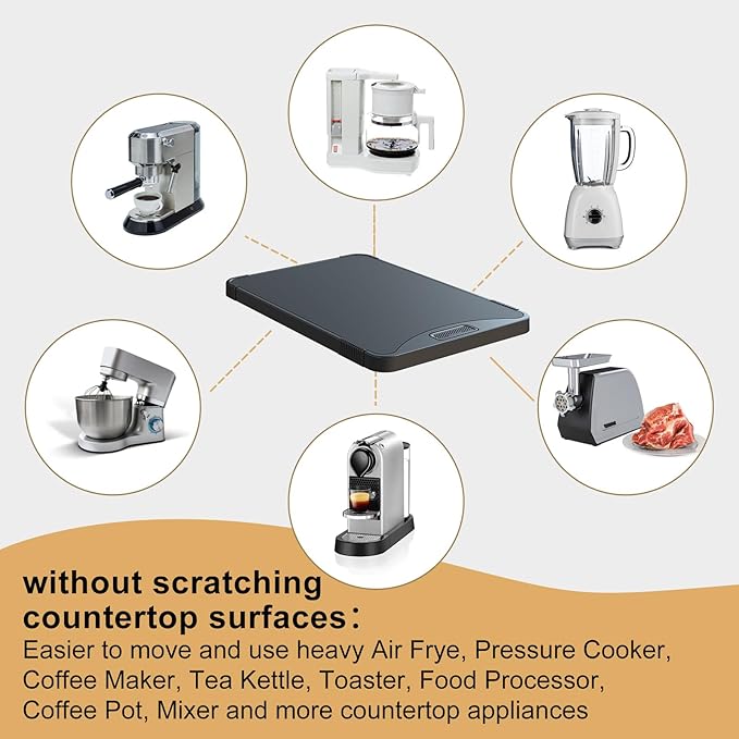 KEINE MARKE Kitchen countertop Sliding Tray: Coffee Machine Sliding Tray, Kitchen Appliance Tray | Save Space | Organize countertop Tray(10.3'' W × 15.4''D)
