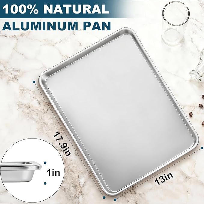 12 Pack Half Size Baking Sheet Pan Set, Aluminum Commercial Quality Cookie Sheet for Baking or Roasting, Large Thick Baking Tray Prevents Warping, 13" × 18" Cookie Tray Pan