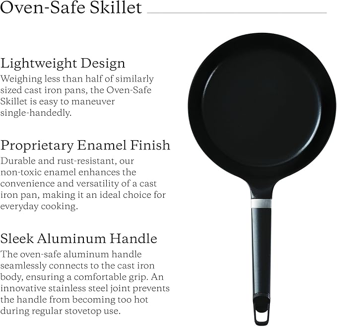 Vermicular Oven-Safe Skillet with Stainless Steel Lid | 20cm (7.9”) | Aluminum Handle | Lightweight Enameled Cast Iron Pan with Non-Toxic Enamel Finish | Induction-compatible | Made in Japan