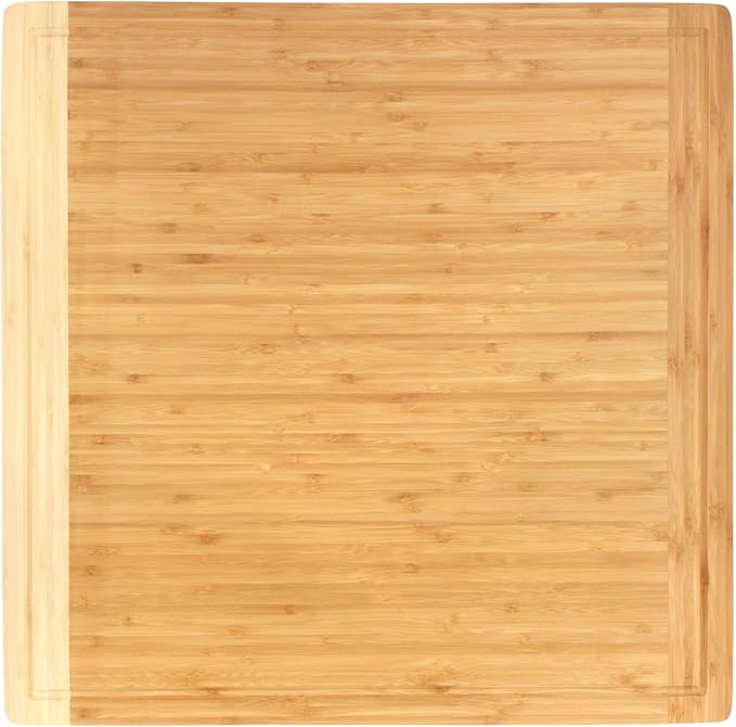 BambooMN Universal Premium Pull Out Cutting Boards - Under Counter Replacement - Designed To Fit Standard Slots - Heavy Duty Kitchen Board with Juice Groove - 22" x 22" x 0.75" - 1 Piece