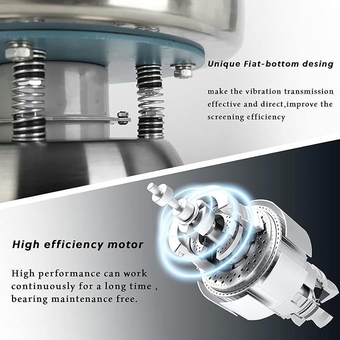 Automatic Electric Vibrating Sifter Machine, Sieve Shaker With 2 Screens (12 & 80 Mesh), for Flour, Rice, Mung Bean, Powder