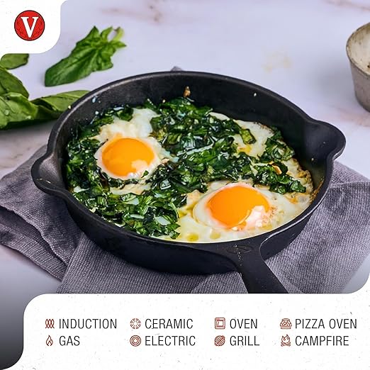 Victoria 6.5-Inch Cast Iron Skillet, Pre-Seasoned Cast-Iron Frying Pan with Long Handle, Made in Colombia