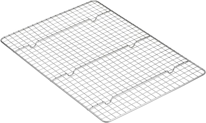 Amazon Basics Ceramic Nonstick Baking Sheets & Cooling Rack Set, PTFE & PFOA Free, Dishwasher Safe, Oven Safe, Half Sheet Size, Gray, 2-Pack