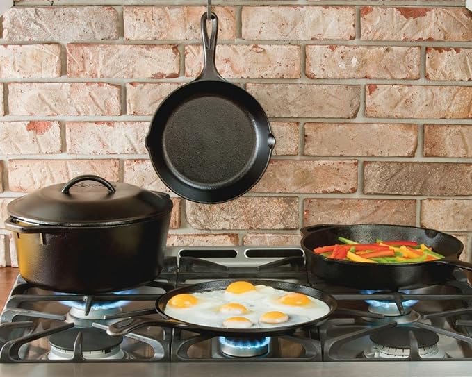 Lodge Seasoned Cast Iron Skillet - Quality Frying Pan for the Stove, Oven, Grill & Campfire - Includes Silicone Hot Handle Holder - Non-Toxic, Nonstick & Long-Lasting - 12 Inches