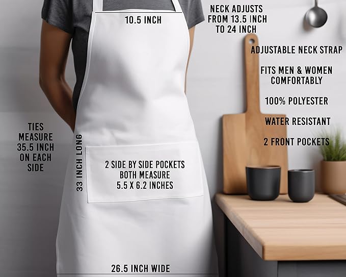 Personalized Baking Tools Kitchen Apron, Adjustable 2 Pockets, Blue Spatula Custom gift for baker