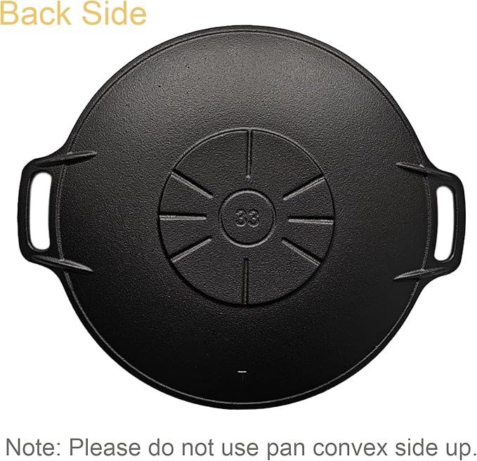 13-Inch Korean BBQ Grill Pan, Cast Iron Griddle for Indoor and Outdoor Stovetop Use