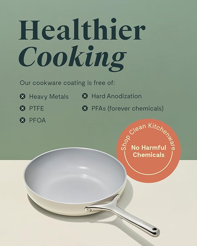 Caraway Nonstick Ceramic Frying Pan (2.7 qt, 10.5") - Non Toxic, PTFE & PFOA Free - Oven Safe & Compatible with All Stovetops (Gas, Electric & Induction) - Sage