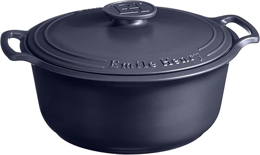 Emile Henry Made in France SUBLIME Ceramic 7.5 qt. Round Dutch Oven, Indigo