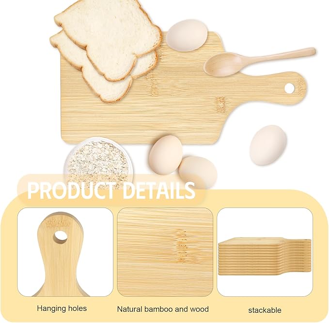 50 PCS Cutting Board Bulk Wood Chopping Board Laser Engraving Serving Board with Handle Charcuterie Boards for Customized Mother's Day Housewarming Gift 11" x 5" Bamboo