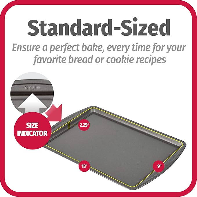 GoodCook Everyday Nonstick Carbon Steel 13” x 9” Baking Sheet Set,– Standard-Sized Carbon Steel Cooking Pans,Bakeware,Cookie Sheets for Baking,Oven Pan-Set,3 Count (Pack of 12)