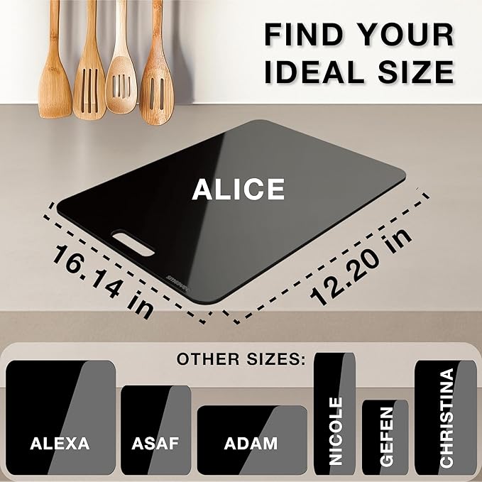 Smoovee - Sliding Surface - Alice Black 16.14 x 12.20 inch, Appliance Rolling Tray for Kitchen Appliances – 360° Wheels, Stainless Steel Hubs, Easy‑Clean Durable Tray