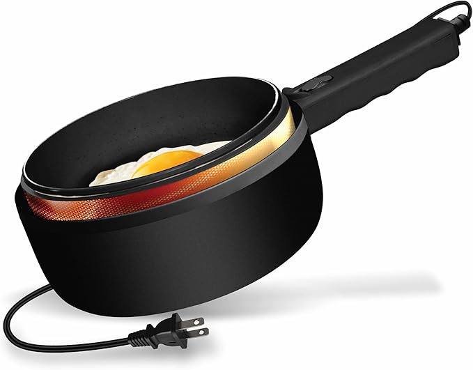 Hot Pot Electric 1.5L CERAMAX, Non-Toxic Ceramic Cooker with Steamer & Lid for Ramen, Pasta, Eggs, Soup - Portable for Dorms, Camping, RVs, Office, Adjustable Temp