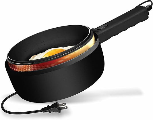 Hot Pot Electric 1.5L CERAMAX, Non-Toxic Ceramic Cooker with Steamer & Lid for Ramen, Pasta, Eggs, Soup - Portable for Dorms, Camping, RVs, Office, Adjustable Temp