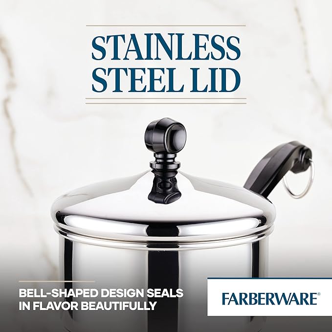 Farberware Classic Stainless Steel Sauce Pan/Saucepan with Lid,1 Quart,Silver,50000,11.2"D x 6.3"W x 4.4"H,(Pack of 4)